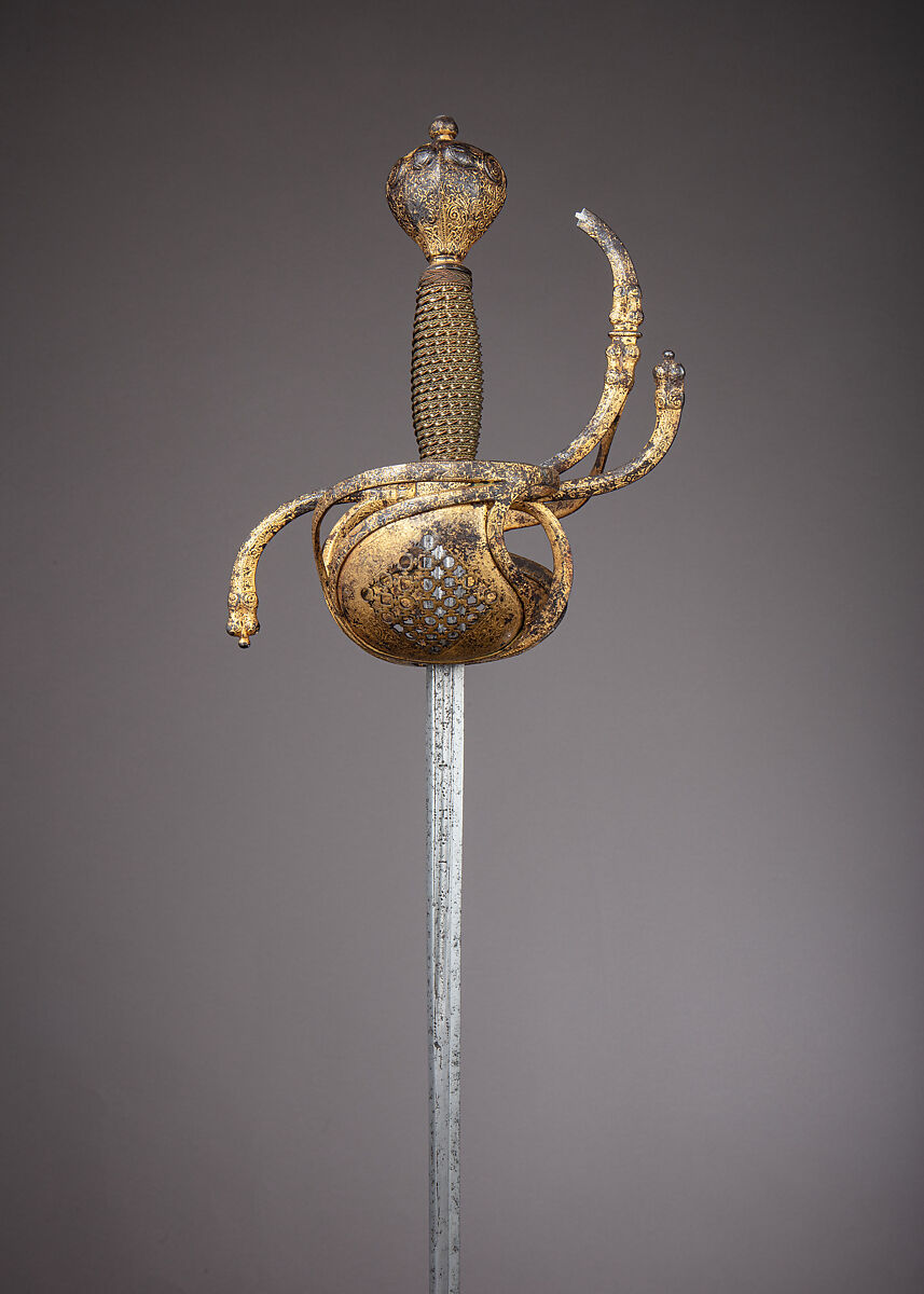 Rapier, Steel, gold, copper wire, wood, Northern European, possibly Flanders