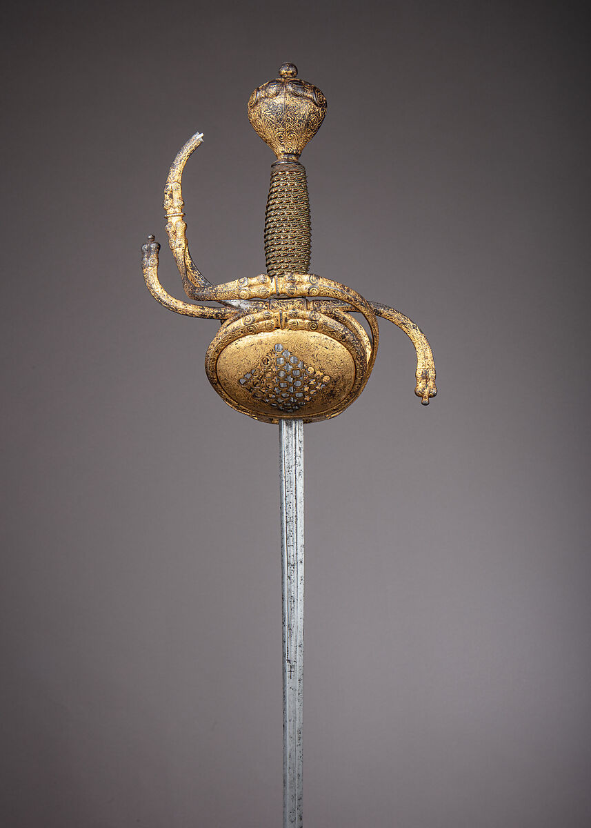 Rapier, Steel, gold, copper wire, wood, Northern European, possibly Flanders