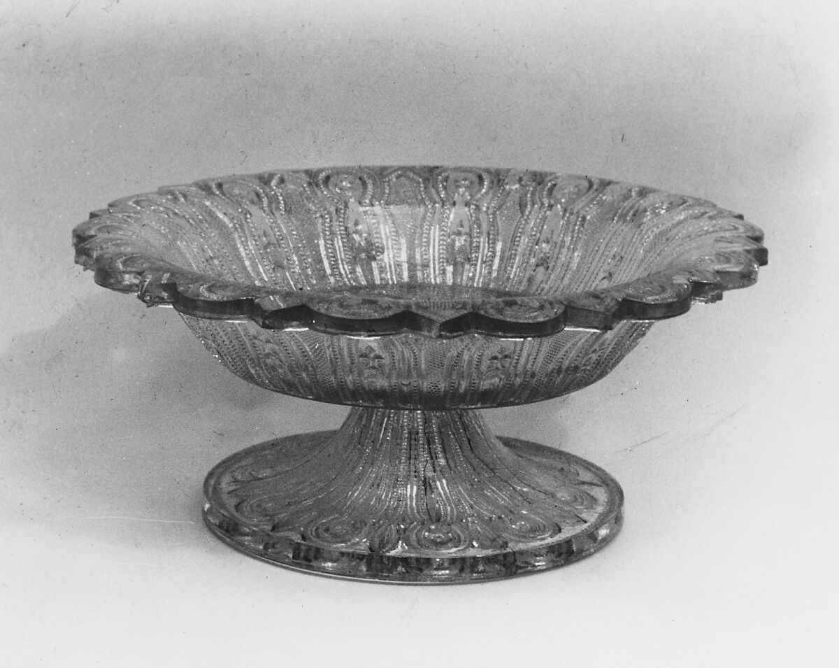 Compote, Lacy pressed glass, American 