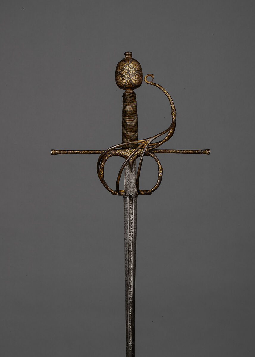 Rapier, Steel, gold, silver, brass, wood, probably Italian