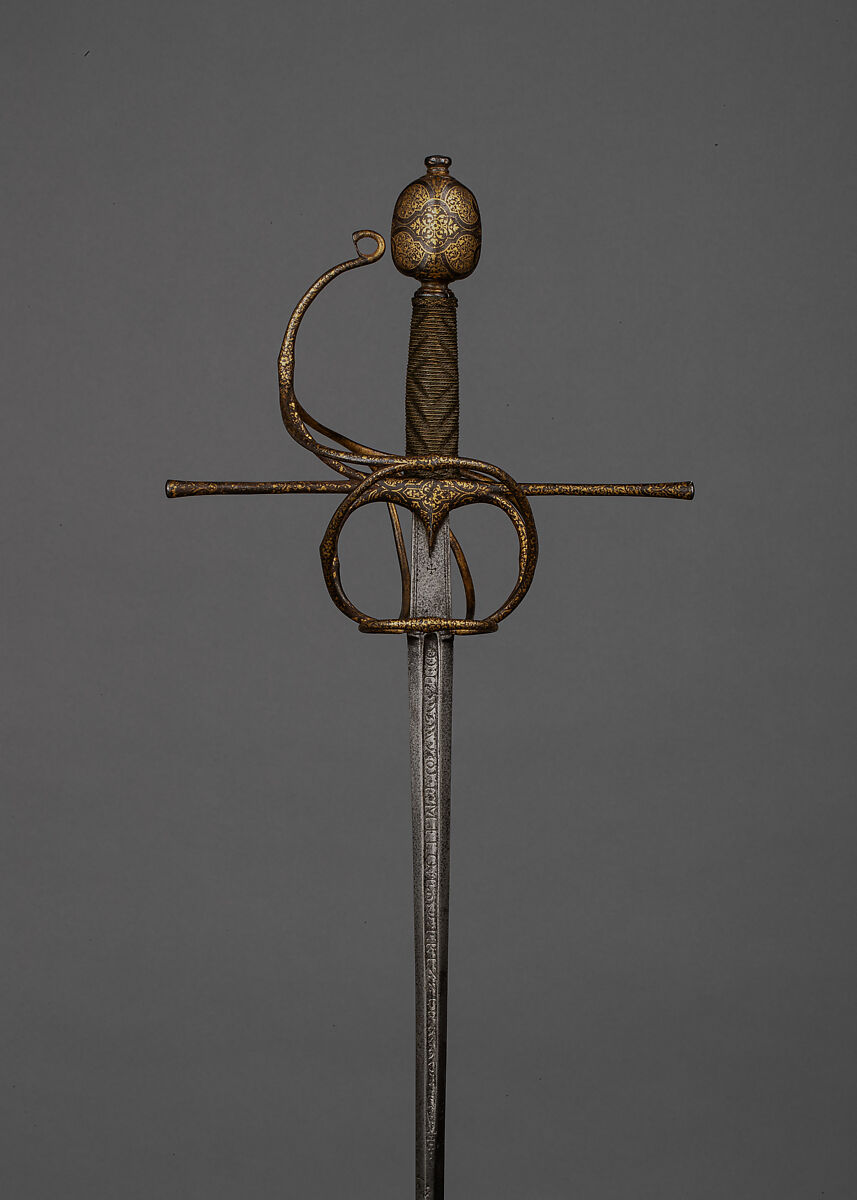 Rapier, Steel, gold, silver, brass, wood, probably Italian 