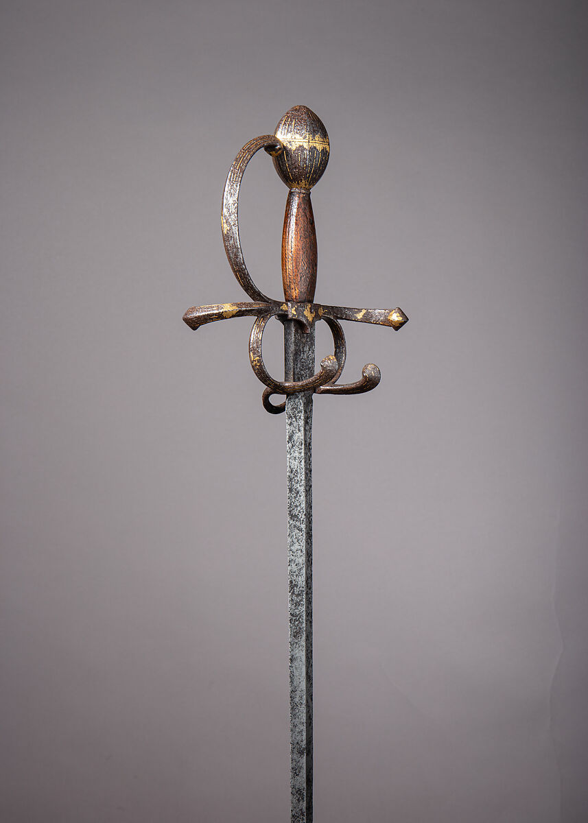 Rapier of Emperor Charles V (1500–1558), Francesco Negroli (Italian, Milan, ca. 1522–1600)  , and his brothers, Steel, gold, silver, wood, Italian, Milan