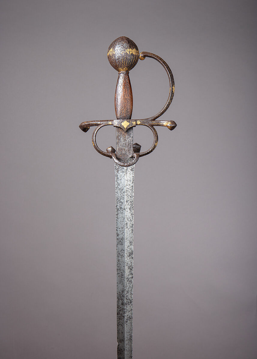 Rapier of Emperor Charles V (1500–1558), Francesco Negroli (Italian, Milan, ca. 1522–1600)  , and his brothers, Steel, gold, silver, wood, Italian, Milan