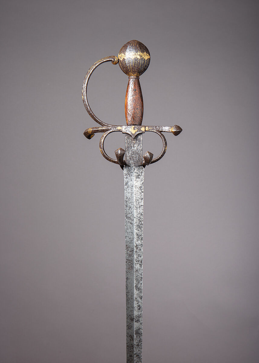 Rapier of Emperor Charles V (1500–1558), Francesco Negroli , and his brothers Italian, Steel, gold, silver, wood, Italian, Milan