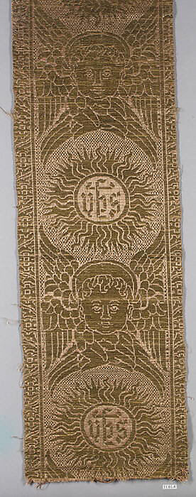 Orphrey, Silk, metal thread and linen, Italian, Florence 