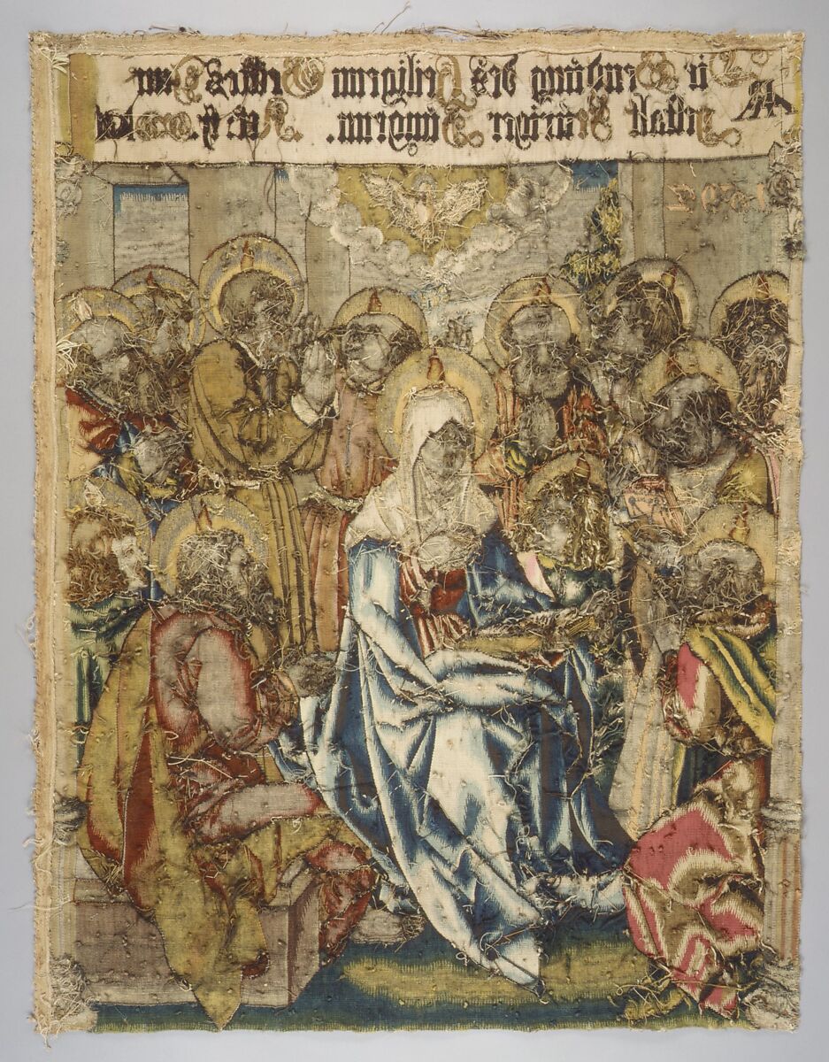 Pentecost from a set of The Passion, Design based on a woodcut by Hans Schäufelein (German, Nuremberg ca. 1480–ca. 1540 Nördlingen), Wool, silk, metal thread (20 warp threads per inch, 8 per cm.), German, Alsace, possibly Strasbourg