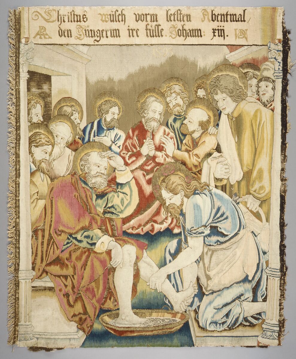 Christ Washing the Feet of His Disciples from a set of The Passion, Design based on a woodcut by Albrecht Dürer (German, Nuremberg 1471–1528 Nuremberg)  , from the Small Passion, Wool, silk, metal thread (20 warp threads per inch, 8 per cm.), German, Alsace, possibly Strasbourg 
