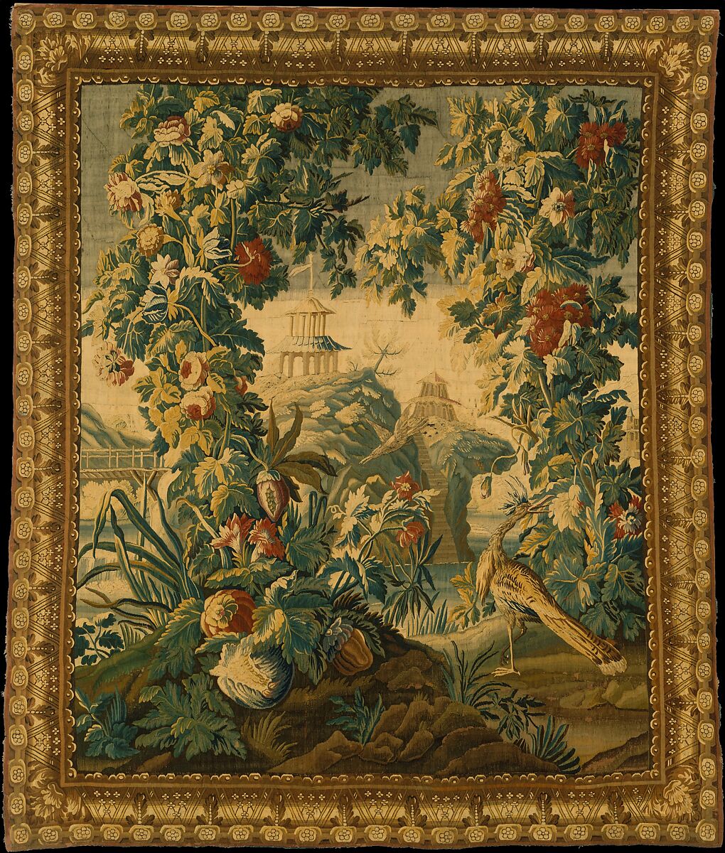 Fantastic Landscape, Woven at Aubusson (Manufacture Royale, est. 1665: Manufacture, ca. 1812–present day), Wool, silk (15-16 warps per inch, 6 per cm.), French, Aubusson 