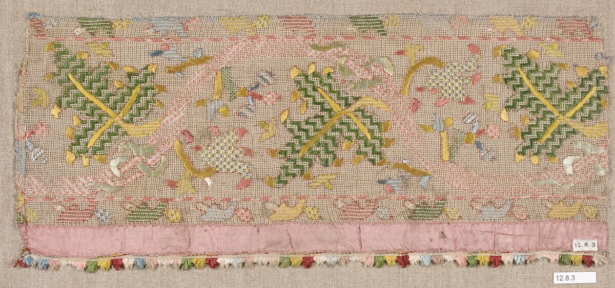 Strip, Embroidered net, buratto, silk, Italian