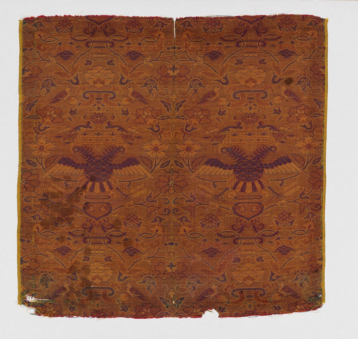 Textile with crowned double headed eagles, Lampas, silk, Chinese, Macao, for Iberian market