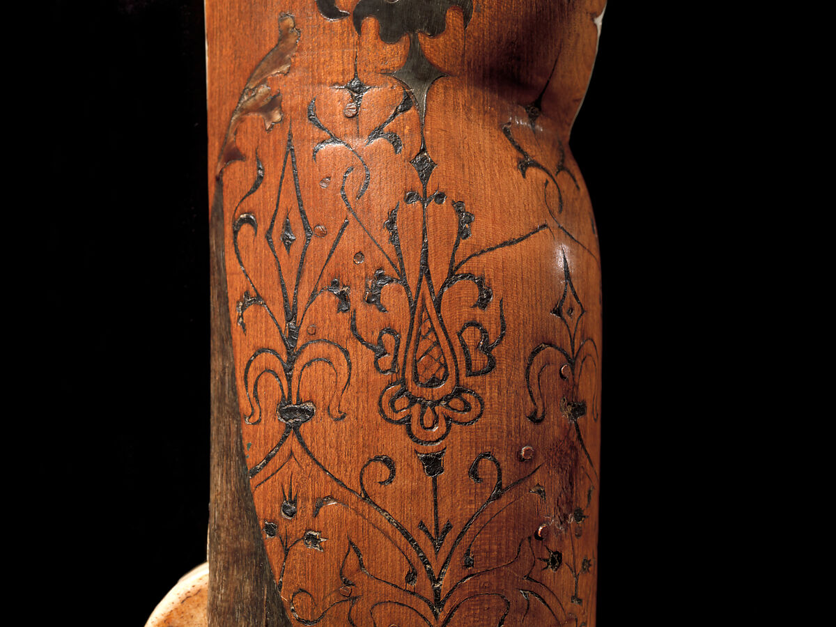 Crossbow of Count Ulrich V of Württemberg (1413–1480), Attributed to Heinrich Heid von Winterthur (probably Swiss, active Stuttgart, recorded 1453–1460), Wood (European hornbeam), horn, animal sinew, staghorn, birch bark, iron alloy, copper alloy, pigment, German, probably Stuttgart