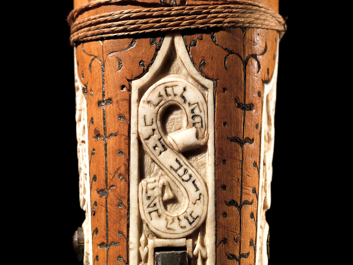 Crossbow of Count Ulrich V of Württemberg (1413–1480), Attributed to Heinrich Heid von Winterthur (probably Swiss, active Stuttgart, recorded 1453–1460), Wood (European hornbeam), horn, animal sinew, staghorn, birch bark, iron alloy, copper alloy, pigment, German, probably Stuttgart