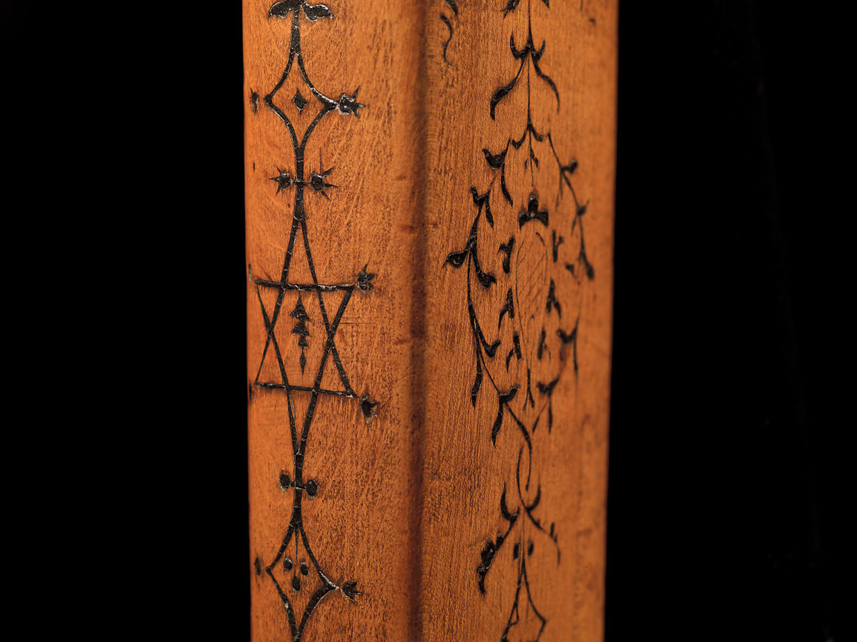 Crossbow of Count Ulrich V of Württemberg (1413–1480), Attributed to Heinrich Heid von Winterthur (probably Swiss, active Stuttgart, recorded 1453–1460), Wood (European hornbeam), horn, animal sinew, staghorn, birch bark, iron alloy, copper alloy, pigment, German, probably Stuttgart