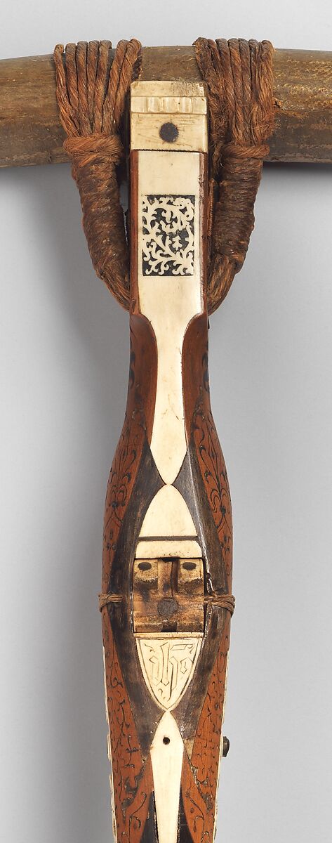 Crossbow of Count Ulrich V of Württemberg (1413–1480), Attributed to Heinrich Heid von Winterthur (probably Swiss, active Stuttgart, recorded 1453–1460), Wood (European hornbeam), horn, animal sinew, staghorn, birch bark, iron alloy, copper alloy, pigment, German, probably Stuttgart