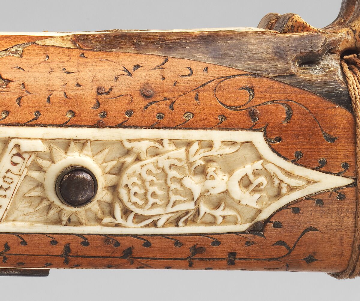 Crossbow of Count Ulrich V of Württemberg (1413–1480), Attributed to Heinrich Heid von Winterthur (probably Swiss, active Stuttgart, recorded 1453–1460), Wood (European hornbeam), horn, animal sinew, staghorn, birch bark, iron alloy, copper alloy, pigment, German, probably Stuttgart