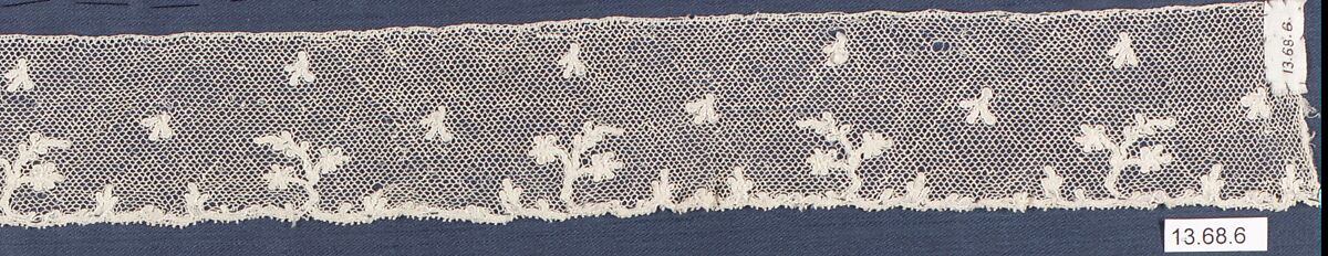 Fragment, Bobbin lace, British, Buckinghamshire