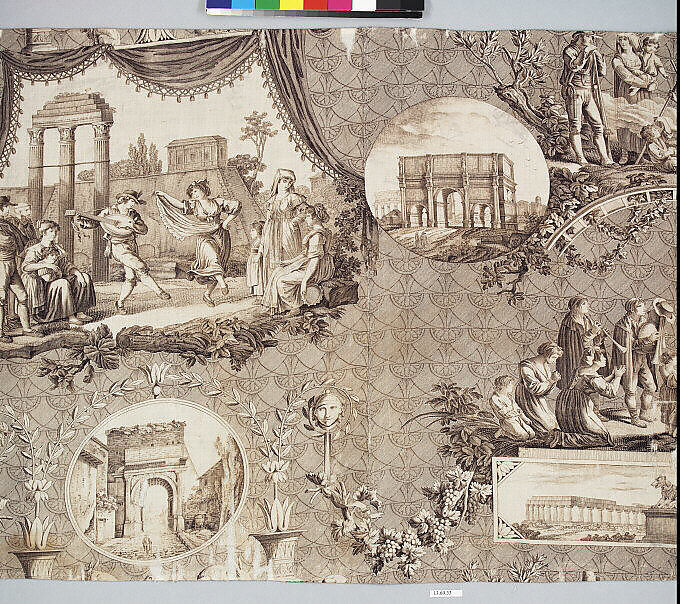 Scènes romaines, Oberkampf Manufactory (French, active 1760–1843), Cotton, French, Jouy-en-Josas 