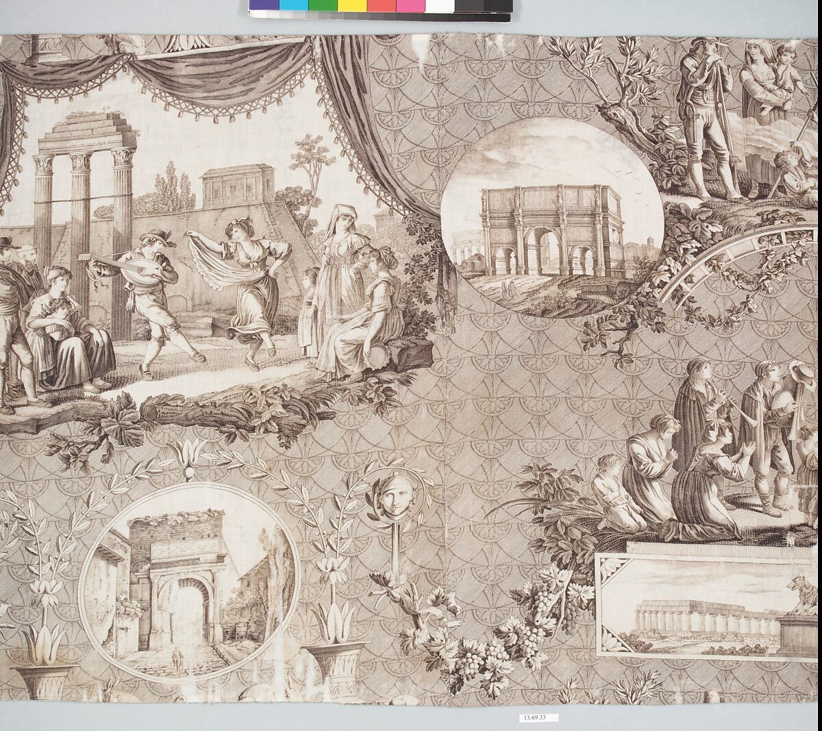 Scènes romaines, Oberkampf Manufactory (French, active 1760–1843), Cotton, French, Jouy-en-Josas