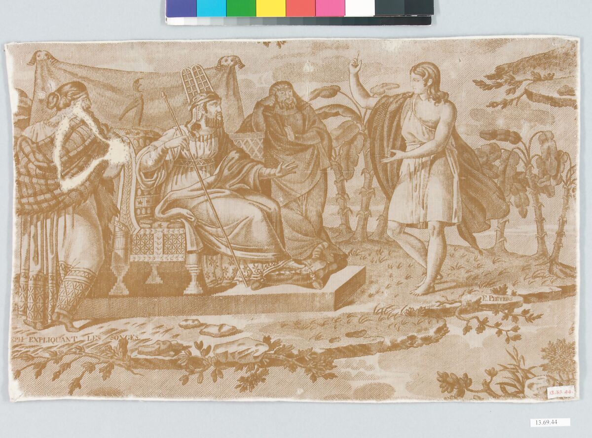 Joseph interpreting Pharoah's dreams from the Story of Joseph, F. Pieters, Cotton, French, Rouen