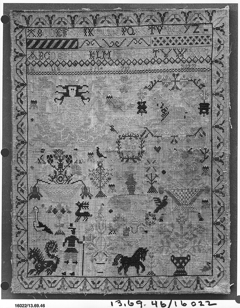 Sampler, Silk on linen, German 