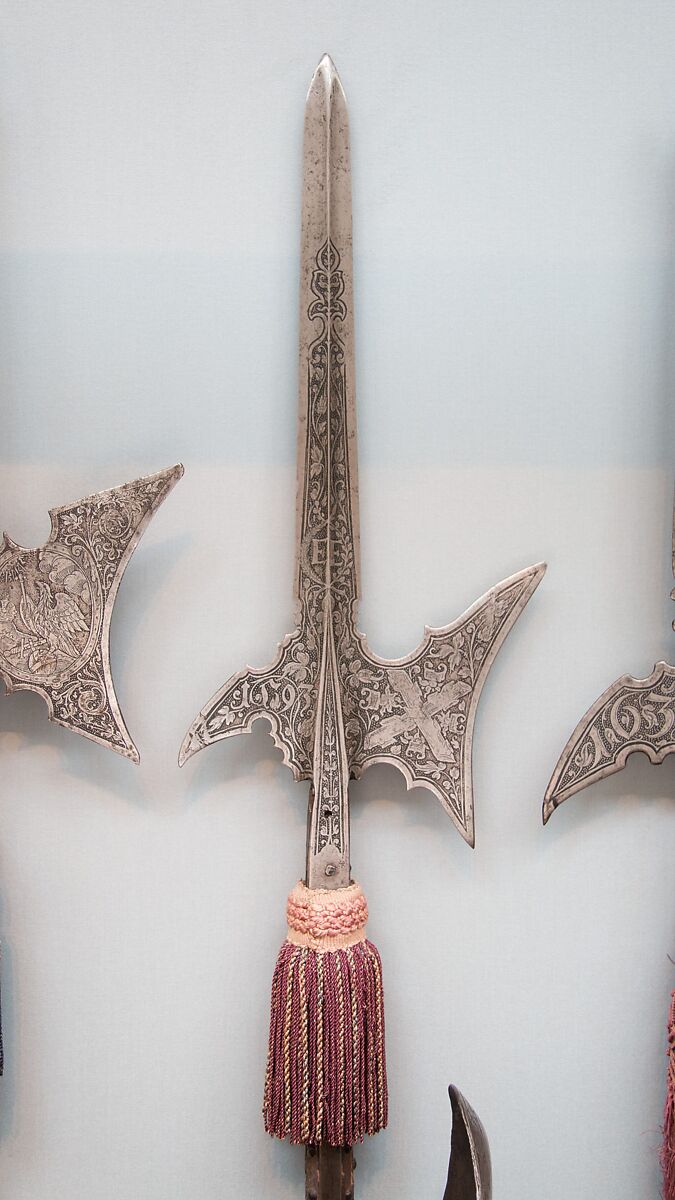 Halberd of Archduke Ernst of Austria (1553–1605), Steel, wood, textile, German