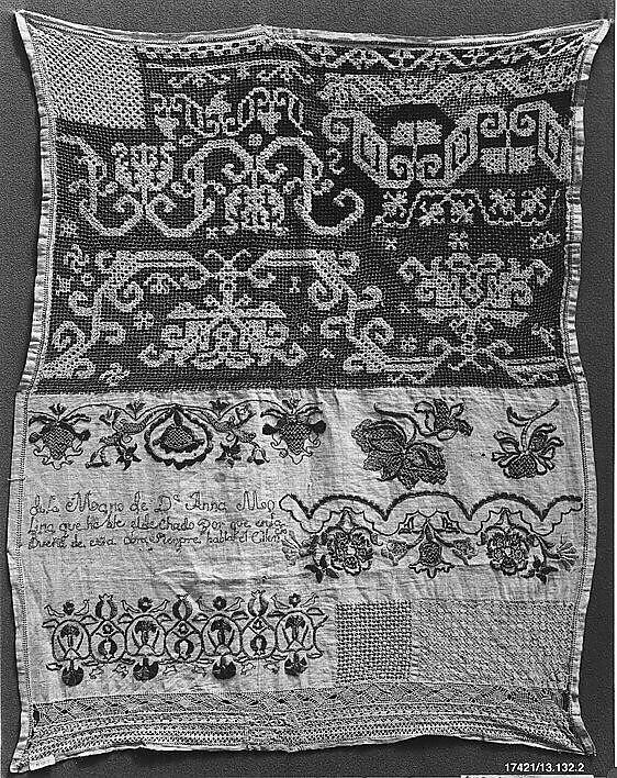 Sampler, Silk on linen, Spanish 