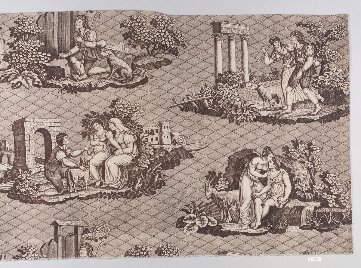 Pictorial print, Cotton, French, Nantes or Rouen