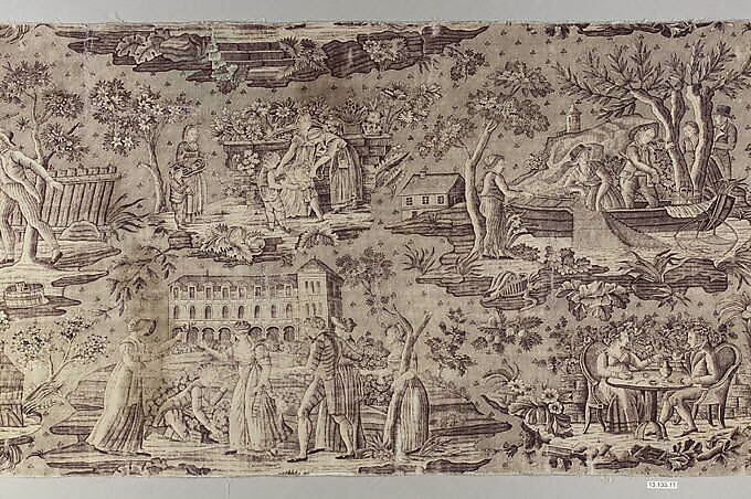 Pictorial print, Cotton, French, Alsace 