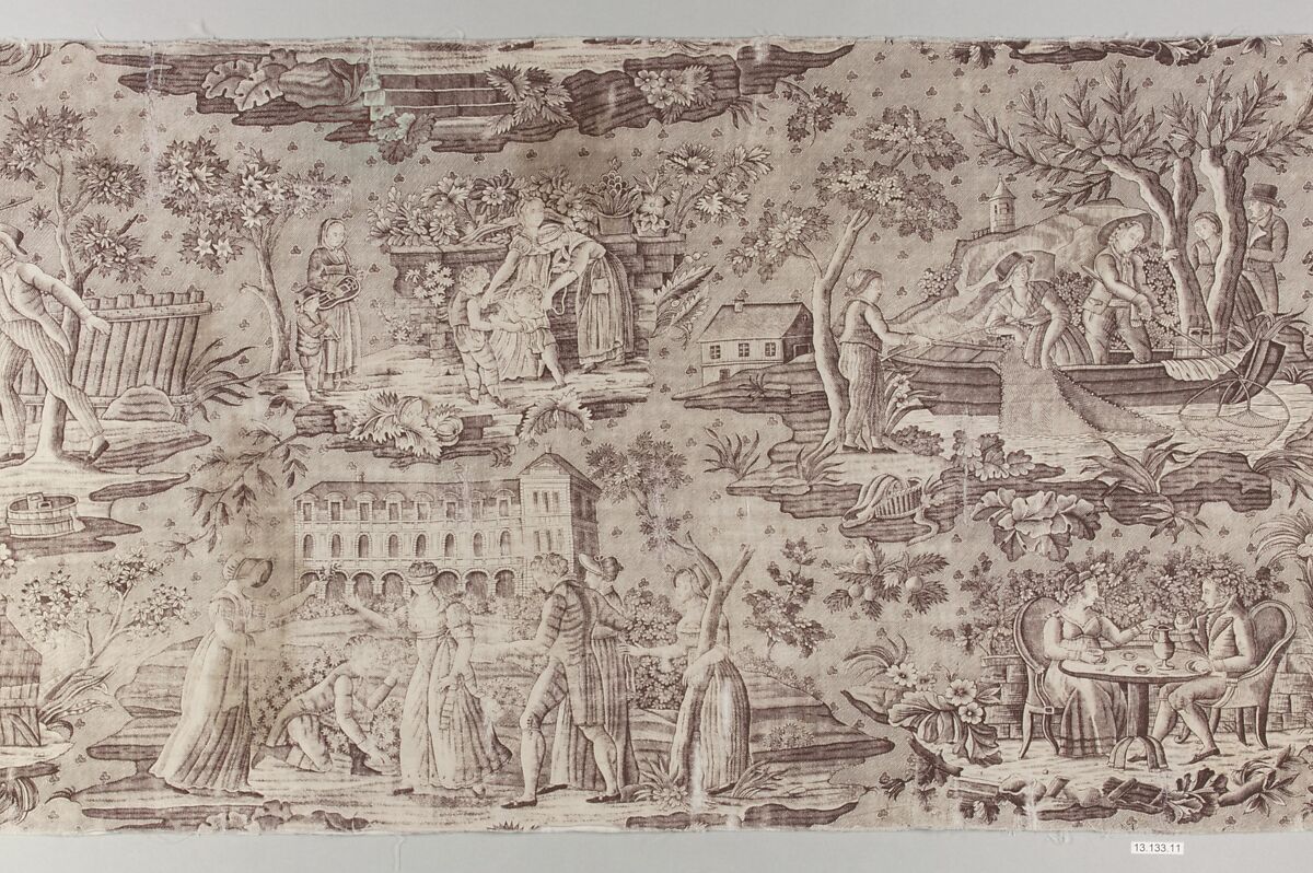 Pictorial print, Cotton, French, Alsace