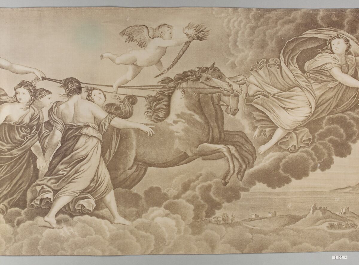 Pictorial print, After a design by Guido Reni (Italian, Bologna 1575–1642 Bologna) in Rospiglioso Palace, Rome, Cotton, French