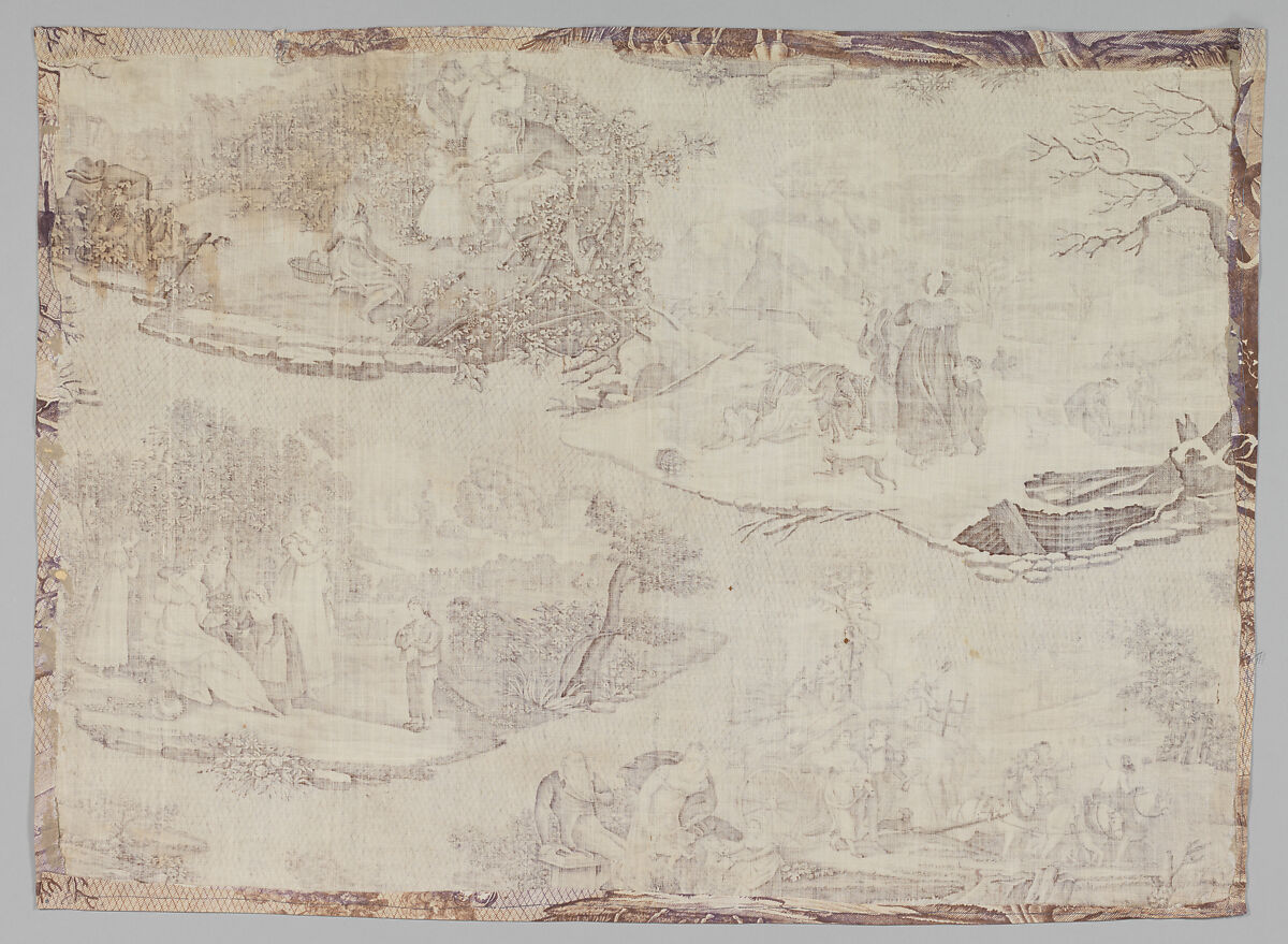 Pictorial print, Cotton, French or British