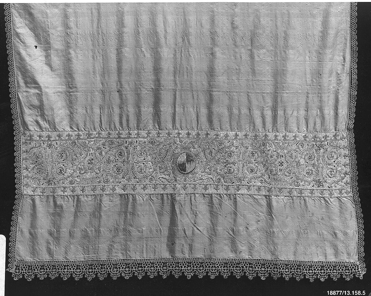 Cover (baptismal veil (?)), Silk and metal thread, Italian, Siena