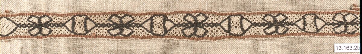Insertion, Linen and silk, bobbin lace, Greek, Crete