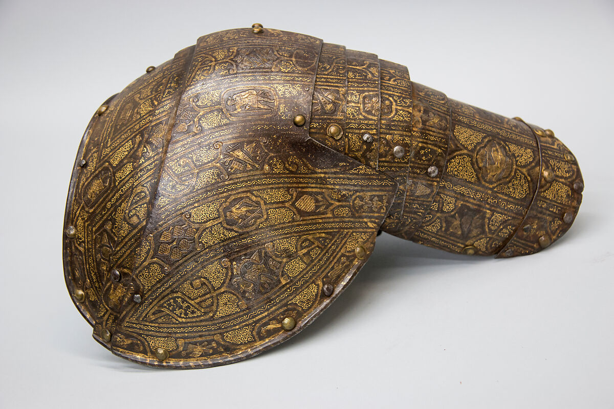 Pauldron and Rerebrace, Steel, gold, French