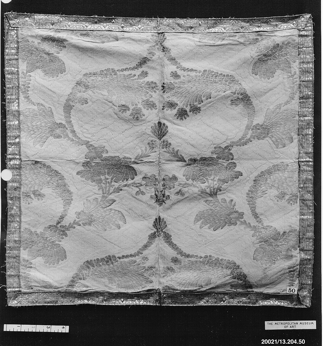 Piece, Silk and metal thread, French 