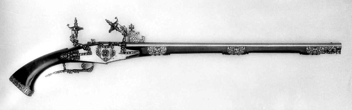 Wheellock gun, Cominazzo workshop (Italian, Brescia, mid-17th century), Steel, wood (walnut), Italian, Brescia 