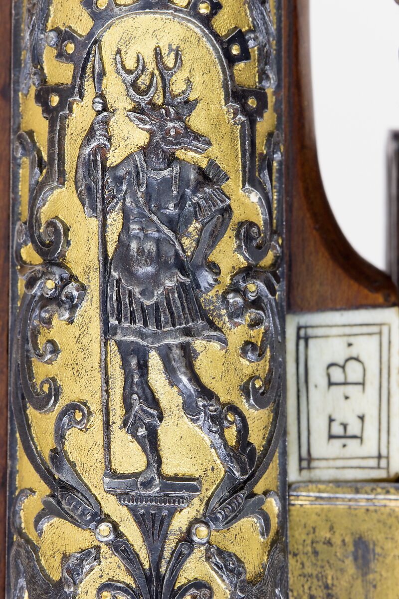 Wheellock Rifle, Caspar Spät (German, Munich, ca. 1611–1691), Steel, gold, fruitwood, staghorn, bone, German, Munich and Augsburg