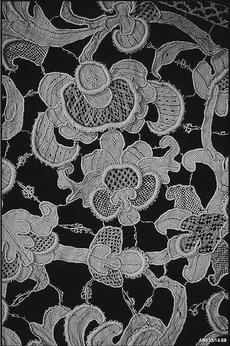 Flounce fragment, Needle lace, gros point lace, Italian, Venice