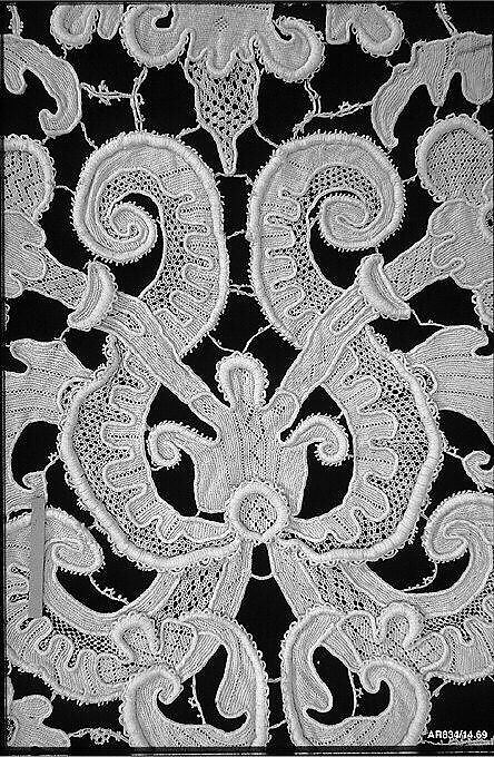 Flounce fragment, Needle lace, gros point lace, Italian, Venice