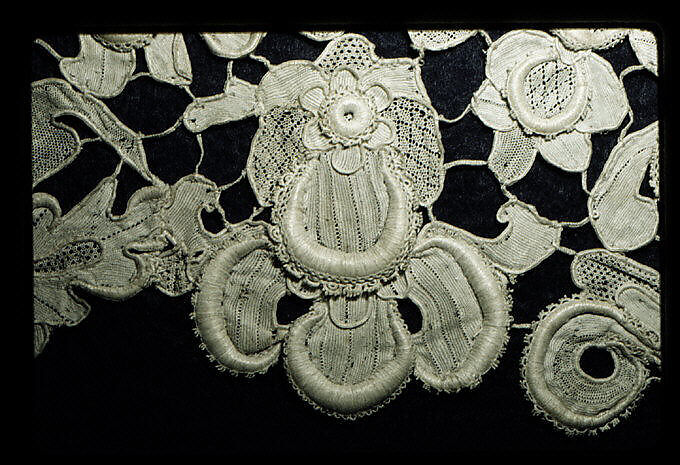 Flounce fragment, Needle lace, gros point lace, Italian, Venice
