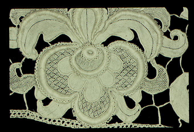 Flounce fragment, Needle lace, gros point lace, Italian, Venice