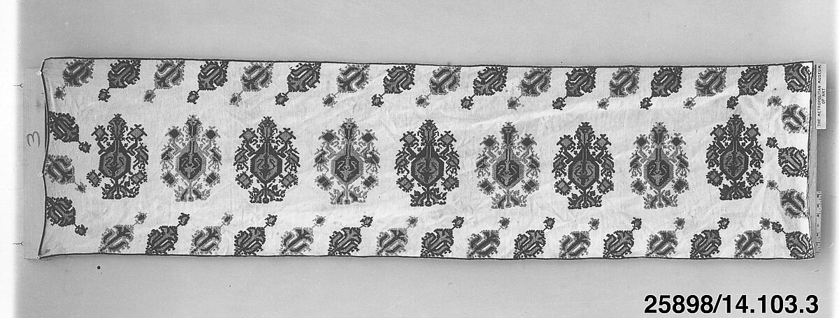 Bed valance, Silk on linen, Greek Islands, Rhodes 