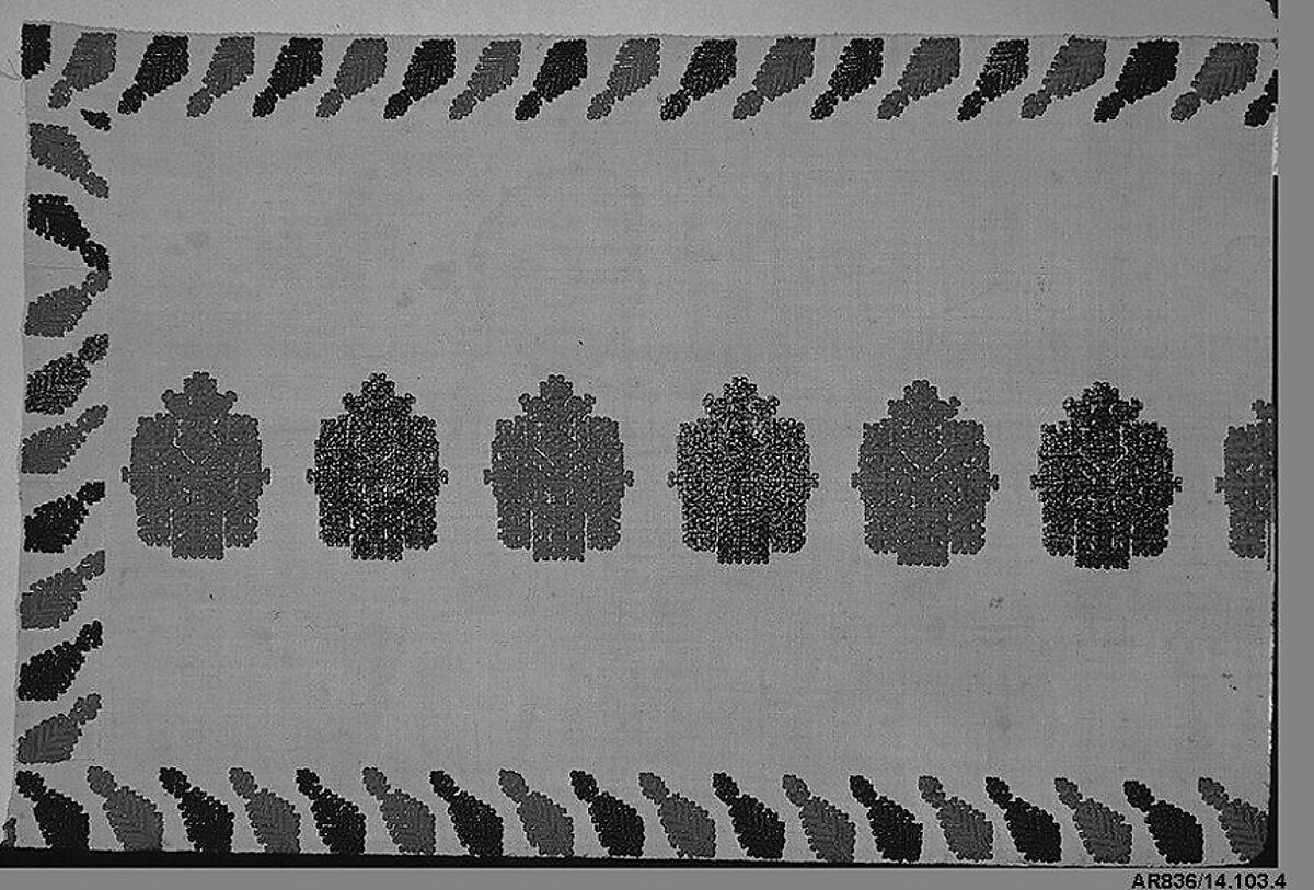 Bed valance, Silk on linen, Greek Islands, Rhodes