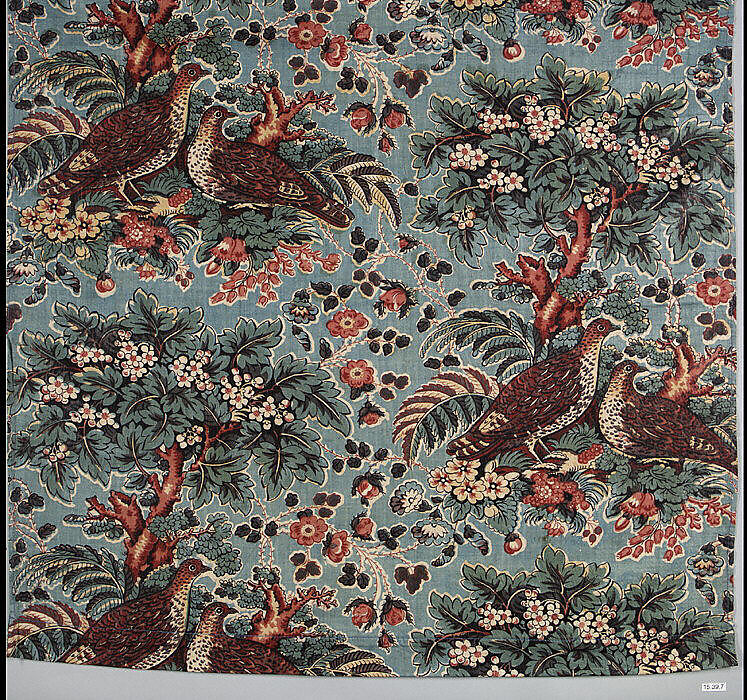 Printed textile with game birds | British | The Metropolitan Museum of Art