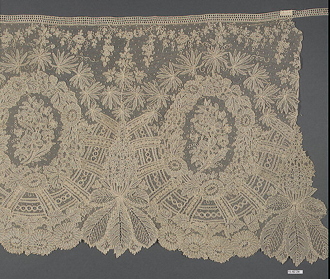 Flounce, Needle lace, Point de Gaze, Belgian 