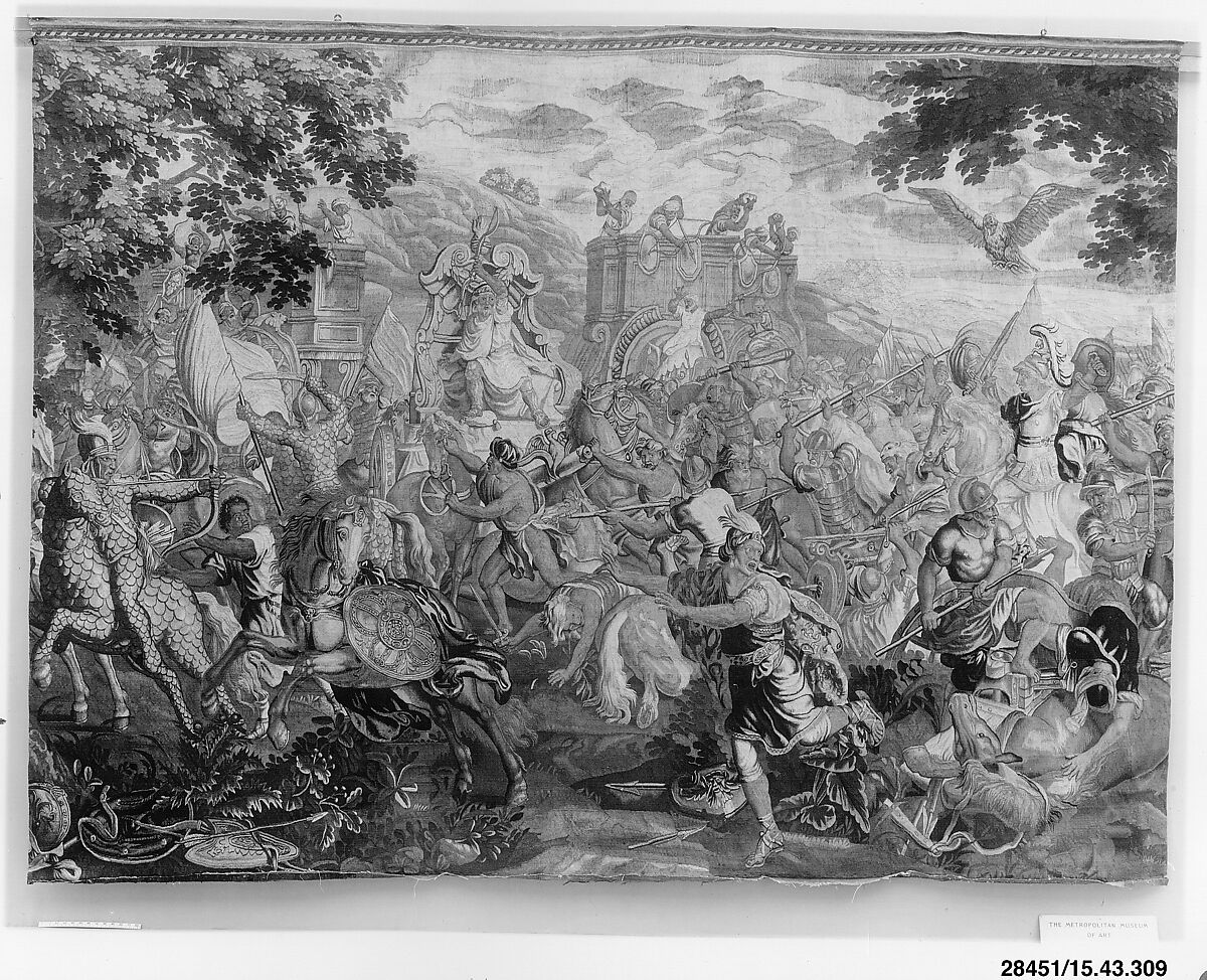 The Battle of Arbela from a set of The Story of Alexander, Designed by Charles Le Brun (French, Paris 1619–1690 Paris), Wool, silk (17-18 warps per inch, 8 per cm.), Flemish, probably Brussels 