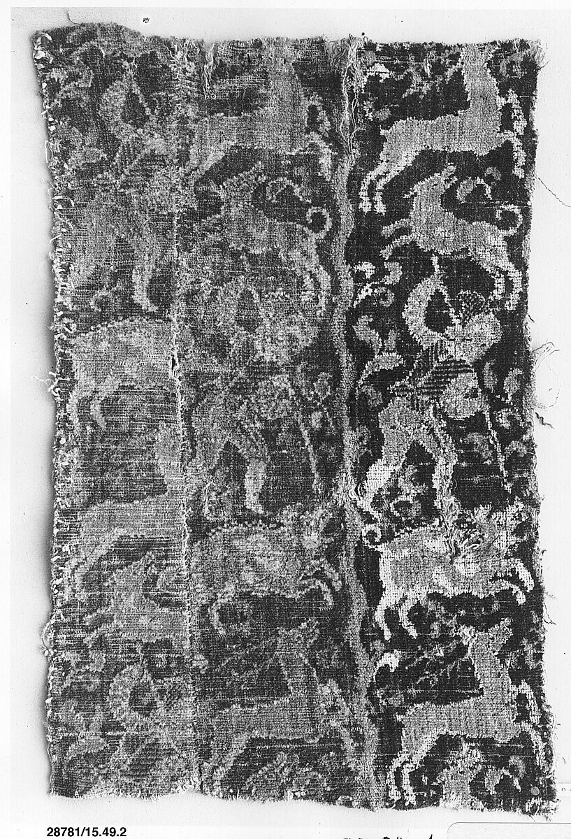 Carpet fragment, Wool and linen, Spanish or Italian 