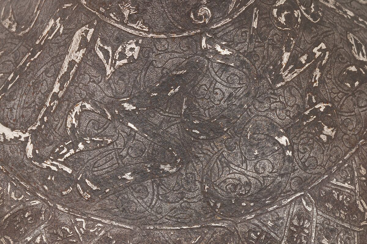 Turban Helmet, Steel, iron, silver, Turkish, possibly Istanbul, in the style of Turkman armor