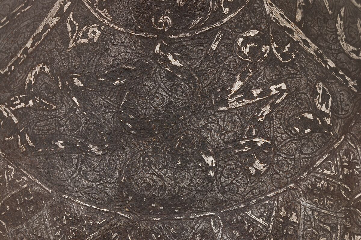 Turban Helmet, Steel, iron, silver, Turkish, possibly Istanbul, in the style of Turkman armor