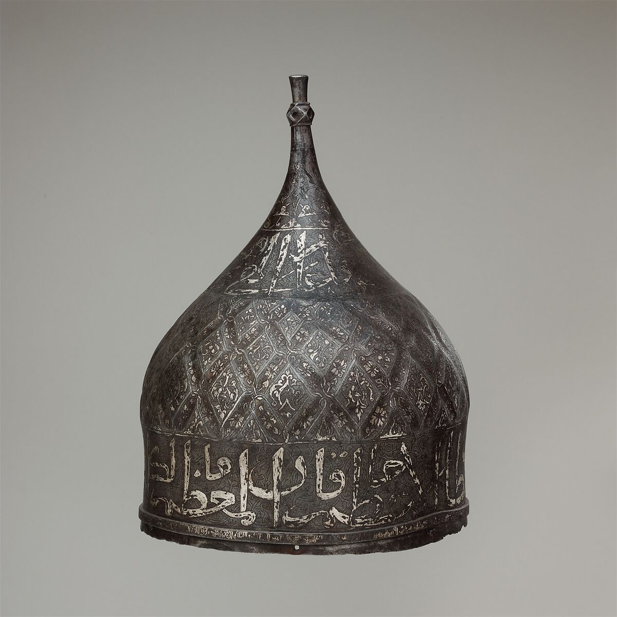 Turban Helmet, Steel, iron, silver, Turkish, possibly Istanbul, in the style of Turkman armor